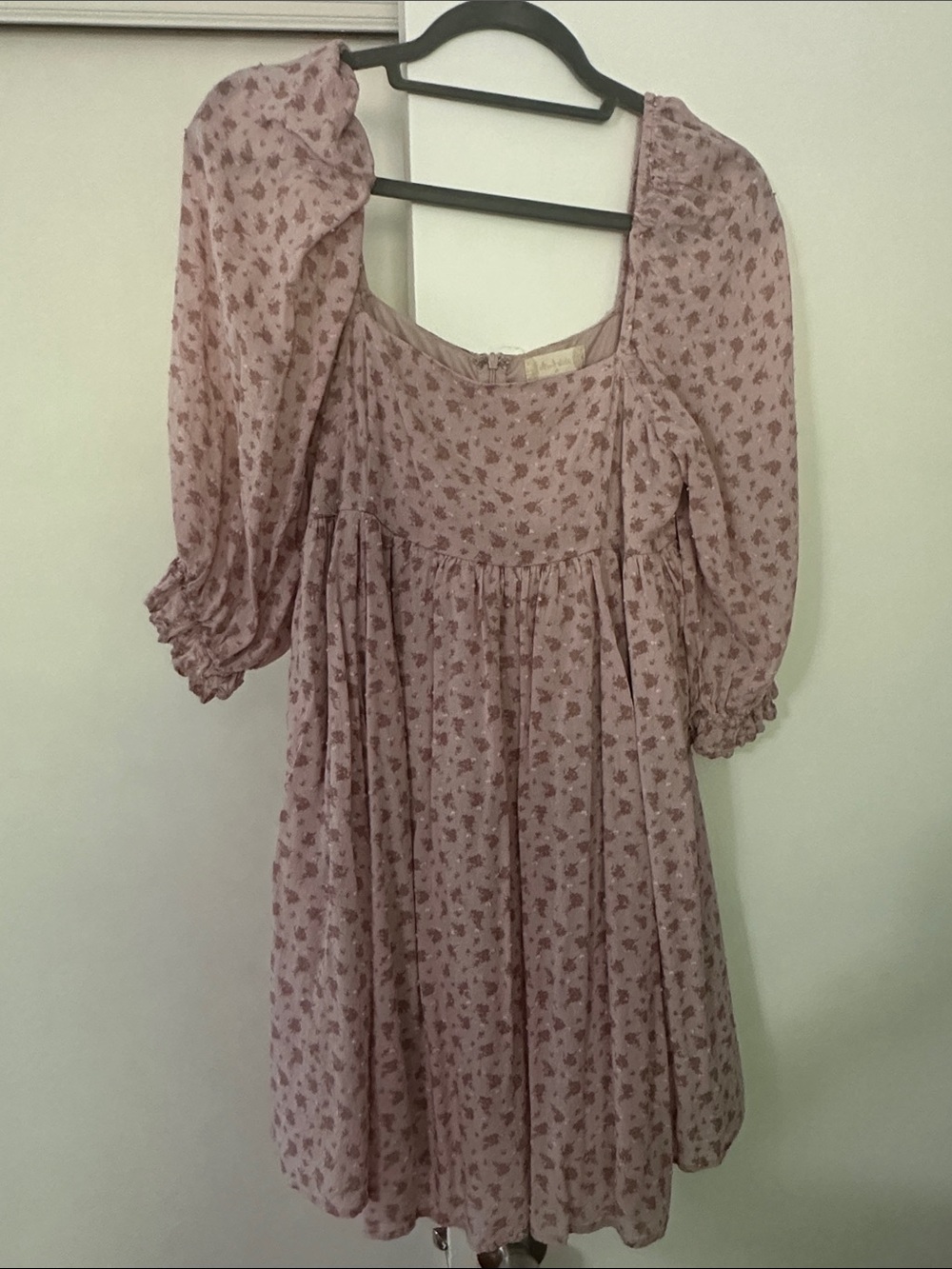Altar'd State Dusty Mauve Floral Square-Neck Dress